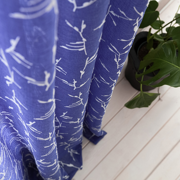 Κουρτίνα με σιρίτι 140x280cm GOFIS HOME  Leaf Marine Blue 535/ 09