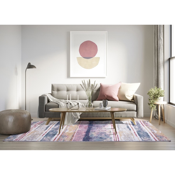 Χαλί Monza 8080/110 πολύχρωμες αφηρημένες ρίγες -  ΡΟΤΟΝΤΑ  2x2 Colore Colori