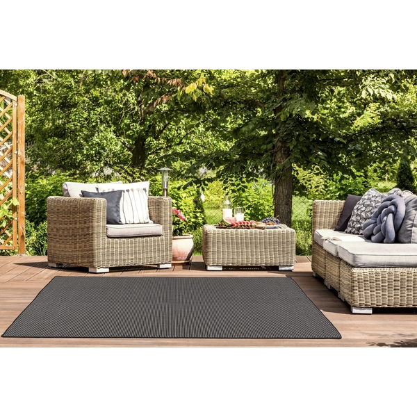 Χαλί 4 εποχών άσπρη μαύρη ψάθα Maestro 9002-90 - ΡΟΤΟΝΤΑ  1,60x1,60 Colore Colori